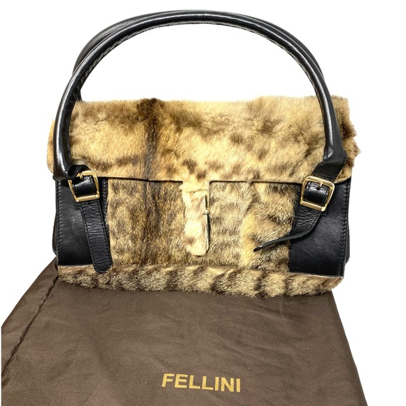 Fellini Real Fur Women’s Bag Purse Brown ALSU00162 - Picture 5 of 5